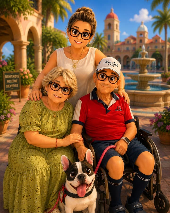 Yadira, su familia y su perrita